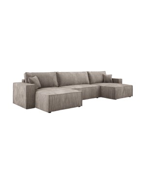 Narożnik POSO XL wolnostojący układ U z funkcją spania w tkaninie Poso 02 DomoHome