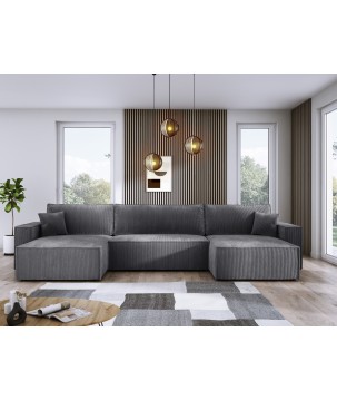 Narożnik POSO XL wolnostojący układ U z funkcją spania w tkaninie Poso 60 DomoHome