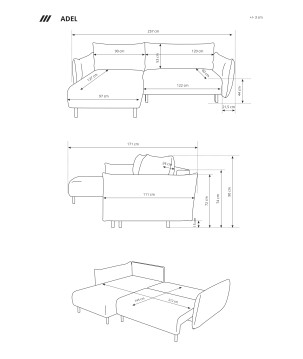 Narożnik wolnostojący ADEL Prawy w tkaninie ANTHOLOGY 20