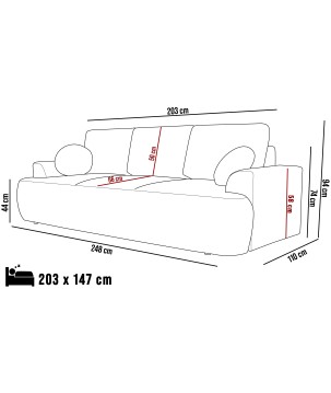 Sofa dwuosobowa VELO wolnostojący z funkcją spania w tkaninie Coral 65