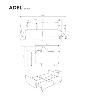 Sofa ADEL z funkcja spania i pojemnikiem NIEBIESKI OVER THE HORIZON 77