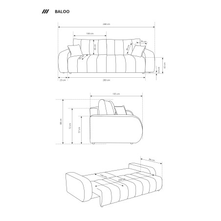 Sofa BALOO z funkcja spania i pojemnikiem BRĄZOWY LAMBI 04