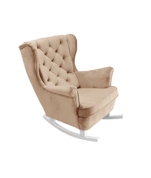 Fotel USZAK bujany tapicerowany z podłokietnikami, kolor Beżowy tkanina MAGIC VELVET