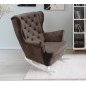 Fotel USZAK bujany tapicerowany z podłokietnikami, kolor Brązowy tkanina MAGIC VELVET