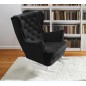 Fotel USZAK bujany tapicerowany z podłokietnikami, kolor Czarny tkanina MAGIC VELVET