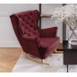 Fotel USZAK bujany tapicerowany z podłokietnikami, kolor Burgundowy tkanina MAGIC VELVET