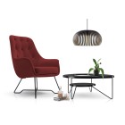Fotel EZO na stalowych nogach z oparciem i podłokietnikami w tkaninie Monolith 59