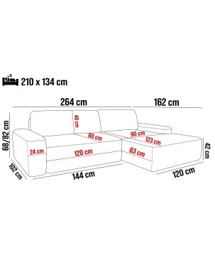Narożnik BOULI Lewostronny z Elektryczną Regulacją wolnostojący tkanina Raven 06 Jasny Popielaty DOMO HOME