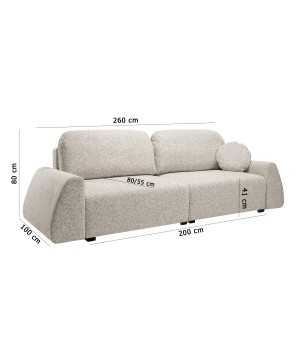 Sofa ALMI z funkcja spania i pojemnikiem JASNY BEŻ EXCITE ME 01