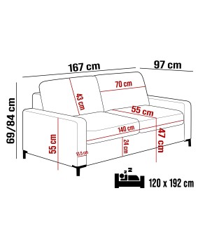 Sofa TINO 120 z funkcja spania System Włoski i pojemnikiem ONTARIO 19 WERSAL