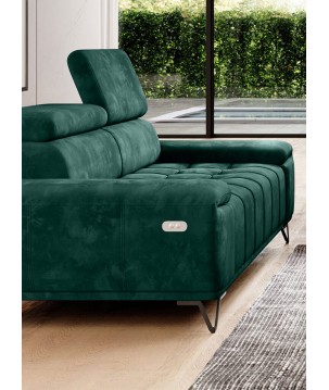 Sofa PALLADIO 2 osobowa z elektrycznym systemem rozkładania siedziska regulowane zagłówki MONOLITH 37 WERSAL