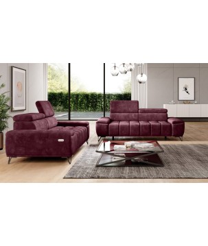 Sofa PALLADIO 2 osobowa z elektrycznym systemem rozkładania siedziska regulowane zagłówki MONOLITH 69 WERSAL