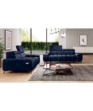 Sofa PALLADIO 2 osobowa z elektrycznym systemem rozkładania siedziska regulowane zagłówki MONOLITH 79 WERSAL