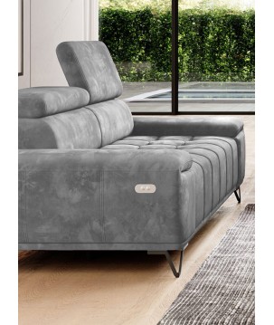 Sofa PALLADIO 2 osobowa z elektrycznym systemem rozkładania siedziska regulowane zagłówki MONOLITH 85 WERSAL