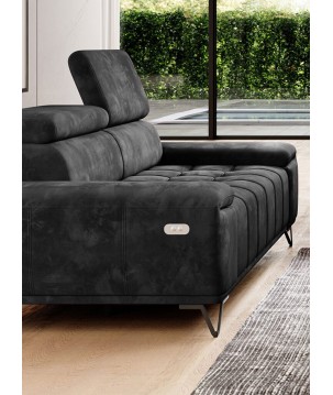 Sofa PALLADIO 2 osobowa z elektrycznym systemem rozkładania siedziska regulowane zagłówki MONOLITH 97 WERSAL