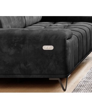 Sofa PALLADIO 3 osobowa z elektrycznym systemem rozkładania siedziska regulowane zagłówki MONOLITH 97 WERSAL