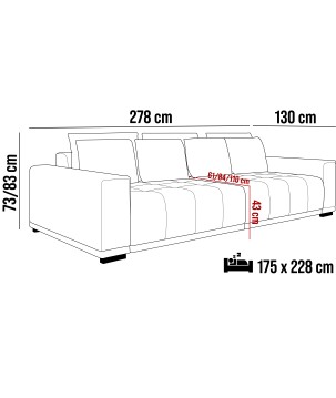 Sofa MOTTA funkcja spania System rozkładania DL KANSAS 23 WERSAL