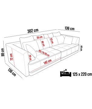 Sofa TIGA z funkcja spania Elektryczny System rozkładania CLOUD 03 WERSAL