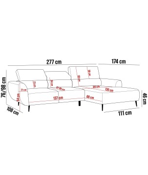 Narożnik ALISSON S/MINI Prawostronny z elektrycznym wysuwem w tkaninie POSO 145 WERSAL