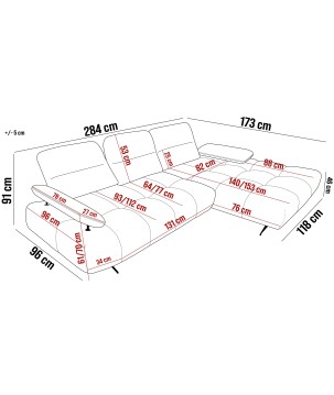 Narożnik FALCAO S układ L Lewostronny z funkcją RELAX w ktaninie AURORA 17 WERSAL