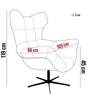 Fotel SENSI Relax obrotowy 360° z funkcją bujania w tkaninie Monolith 62