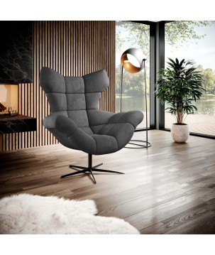 Fotel SENSI Relax obrotowy 360° z funkcją bujania w tkaninie Solar 96