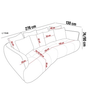 SOFA Kanapa BESSO wolnostojąca w tkaninie ARTICO 11
