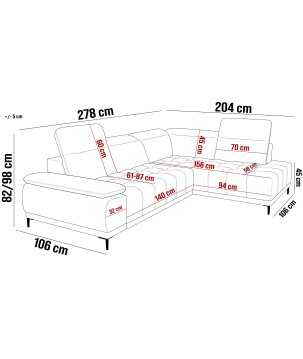 Narożnik FOCUS L z elektryczną regulacją siedziska Prawostronny w tkaninie Promocyjnej SALVADOR 16 WERSAL