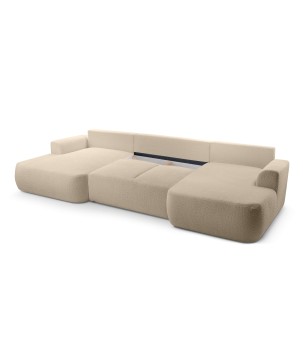 Narożnik VELO XL wolnostojący układ U z funkcją spania w tkaninie Coral 50 DomoHome