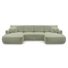 Narożnik VELO XL wolnostojący układ U z funkcją spania w tkaninie Coral 55 DomoHome