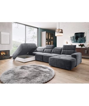 Narożnik COLOMBO XL z elektryczną regulacją siedziska Lewostronny w tkaninie PALLADIUM 16 WERSAL