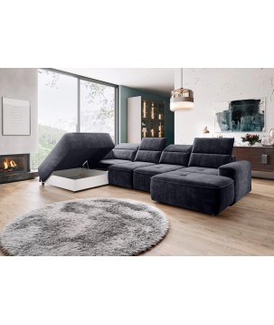 Narożnik COLOMBO XL z elektryczną regulacją siedziska Lewostronny w tkaninie PALLADIUM 19 WERSAL