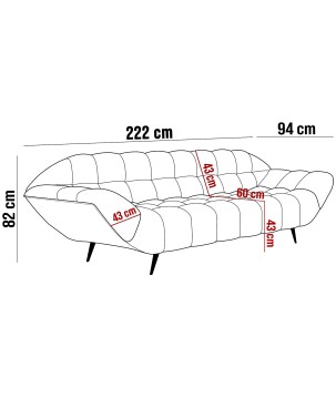 Sofa GAPPA 3 osobowa wolnostojąca w tkaninie MONOLITH 37 WERSAL
