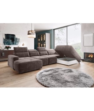 Narożnik COLOMBO XL z elektryczną regulacją siedziska Prawostronny w tkaninie PALLADIUM 05 WERSAL