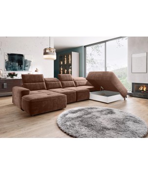 Narożnik COLOMBO XL z elektryczną regulacją siedziska Prawostronny w tkaninie PALLADIUM 08 WERSAL