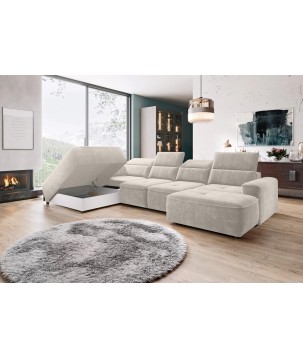 Narożnik COLOMBO XL Lewostronny z elektryczną regulacją siedziska w tkaninie PALLADIUM 02 WERSAL