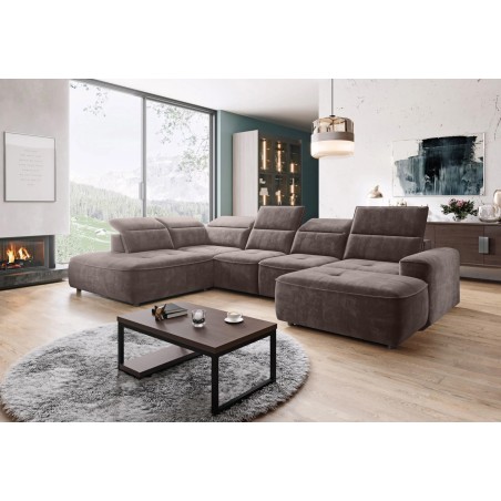 Narożnik COLOMBO XL Lewostronny z elektryczną regulacją siedziska w tkaninie PALLADIUM 05 WERSAL