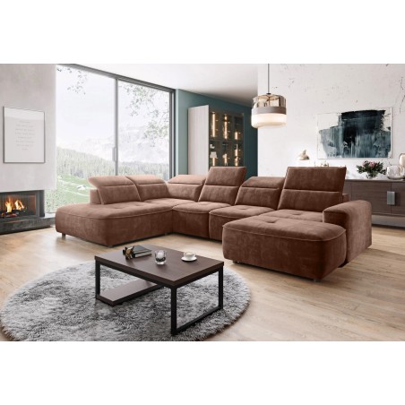 Narożnik COLOMBO XL Lewostronny z elektryczną regulacją siedziska w tkaninie PALLADIUM 08 WERSAL
