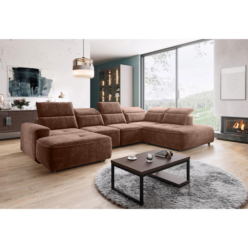 Narożnik COLOMBO XL Prawostronny z elektryczną regulacją siedziska w tkaninie PALLADIUM 08 WERSAL