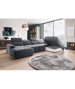 Narożnik COLOMBO XL Prawostronny z elektryczną regulacją siedziska w tkaninie PALLADIUM 16 WERSAL
