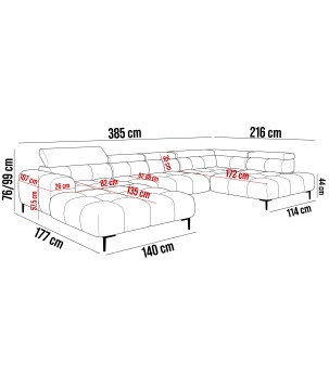 Narożnik PLAZA XL Lewostronny Tkanina EDEN 20 WERSAL