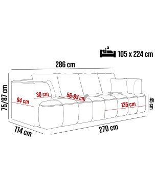 Sofa ALBIO BigSofa z elektryczną regulacją siedziska funkcja spania w tkaninie SERENO 692 WERSAL