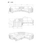 Narożnik LAREN nowoczesna sofa z funkcją spania pojemnik na pościel lewa strona CASTEL 59 251x251x85 cm