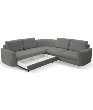 Narożnik LAREN nowoczesna sofa z funkcją spania pojemnik na pościel lewa strona CASTEL 93 251x251x85 cm