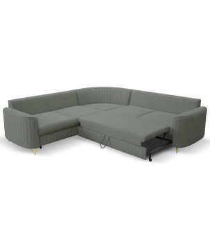 Narożnik LAREN nowoczesna sofa z funkcją spania pojemnik na pościel lewa strona CASTEL 93 251x251x85 cm