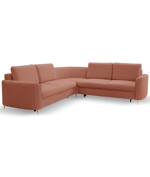 Narożnik LAREN nowoczesna sofa z funkcją spania pojemnik na pościel prawa strona CASTEL 55 251x251x85 cm