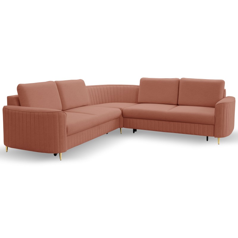 Narożnik LAREN nowoczesna sofa z funkcją spania pojemnik na pościel prawa strona CASTEL 55 251x251x85 cm