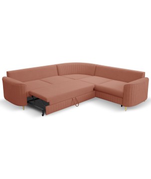 Narożnik LAREN nowoczesna sofa z funkcją spania pojemnik na pościel prawa strona CASTEL 55 251x251x85 cm