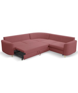 Narożnik LAREN nowoczesna sofa z funkcją spania pojemnik na pościel prawa strona CASTEL 59 251x251x85 cm