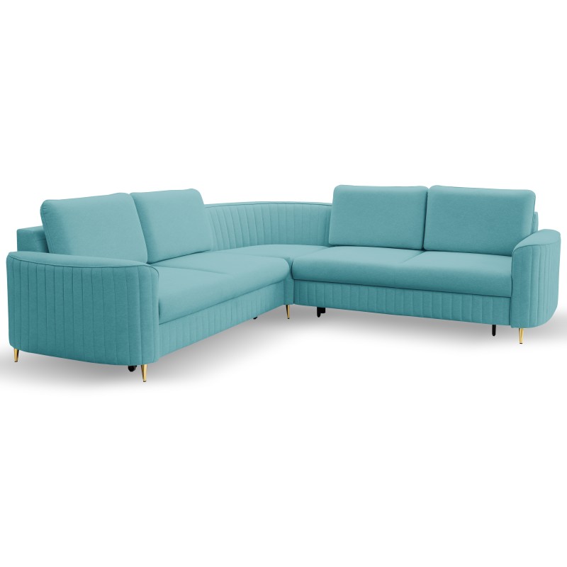 Narożnik LAREN nowoczesna sofa z funkcją spania pojemnik na pościel prawa strona CASTEL 70 251x251x85 cm